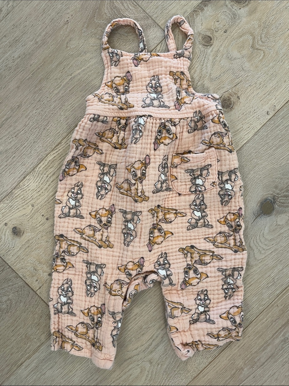Disney Peach  Bambi & Thumper Printed Baby Overalls size 6-9 months
